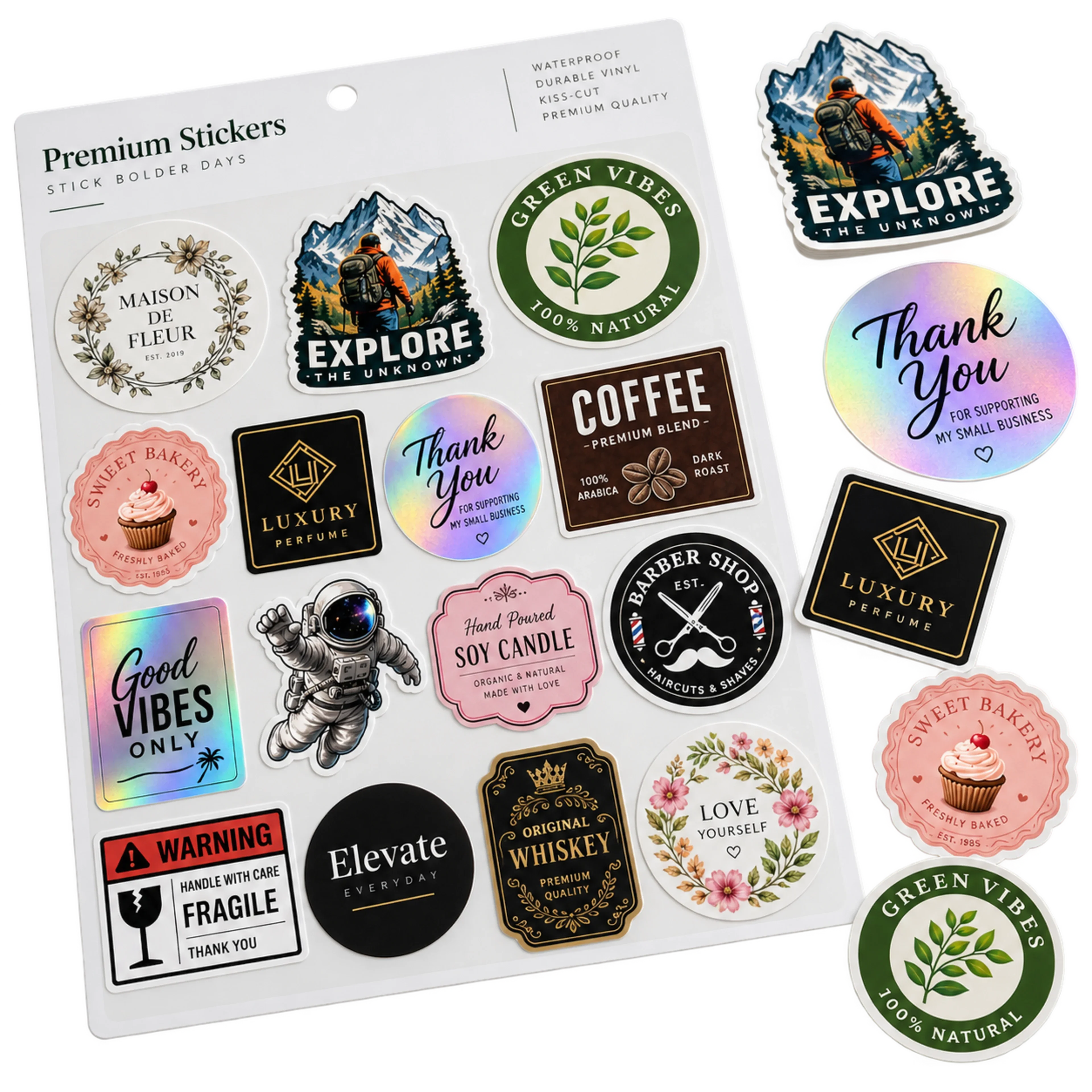Visual reference for custom-shaped stickers and labels