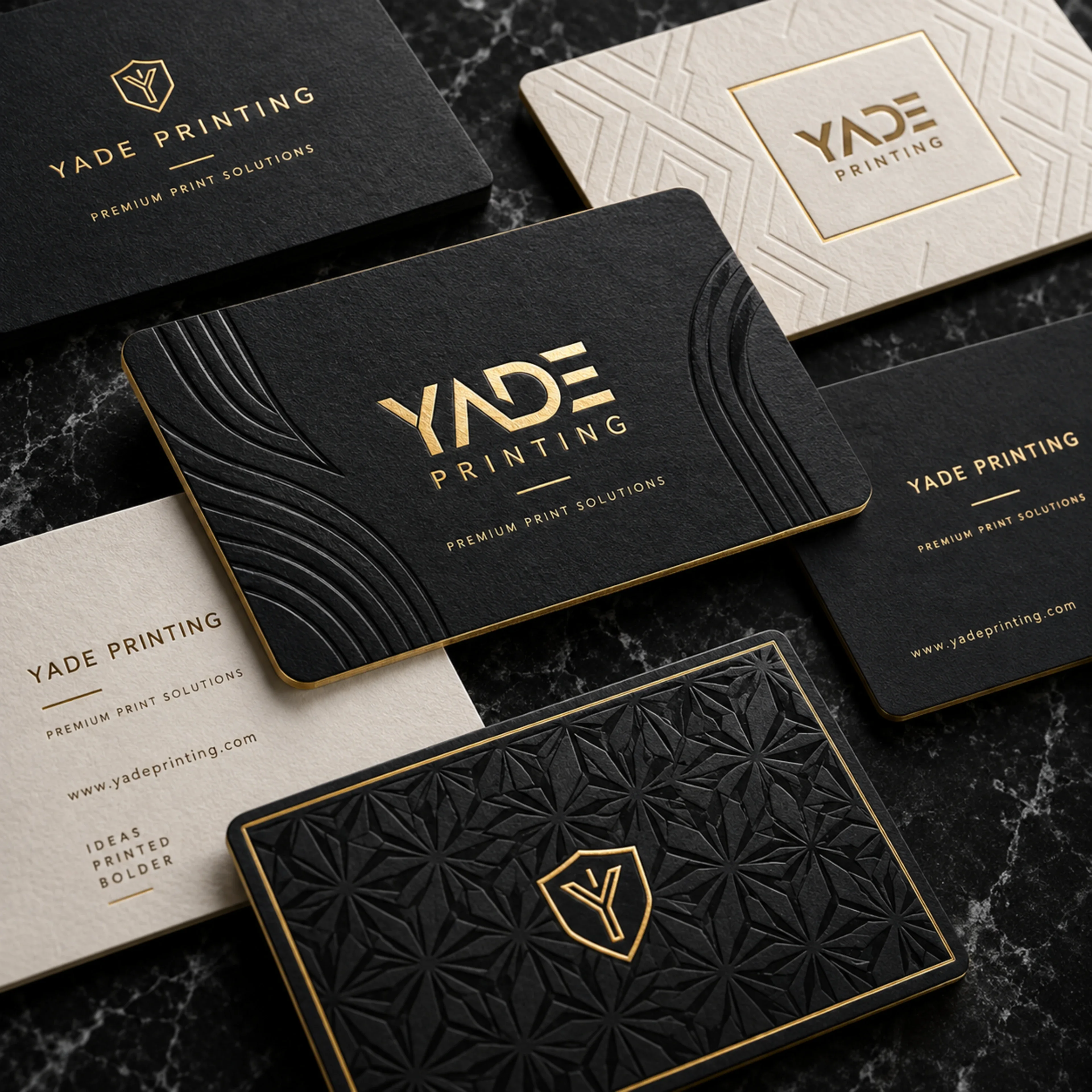 Visual reference for business cards with foil stamping